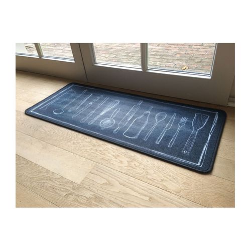 Tapis De Cuisine Noir Motif Couverts