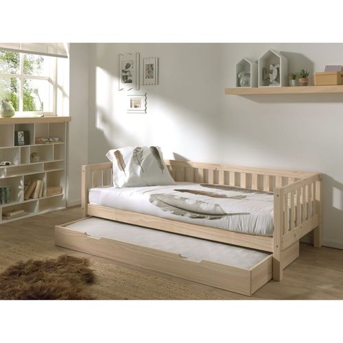 Pack - Lit Capitaine Enfant et Tiroir "fritz" 90x200cm Naturel