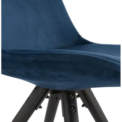 Chaise Vintage En Velours "marty" 84cm Bleu et Noir