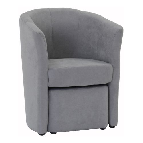 Fauteuil cabriolet et pouf CLAYTON tissu Soro gris clair