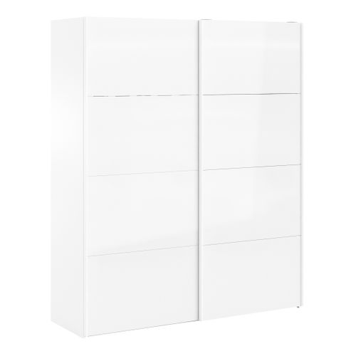 Armoire 2 portes coulissantes ELEGANCE XL L.180 cm blanc laqué