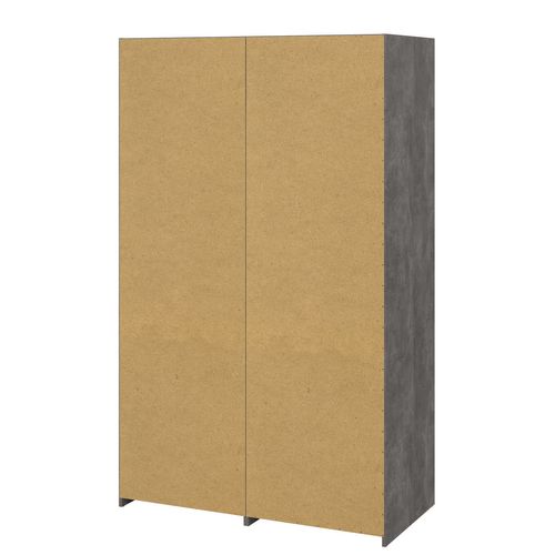 Armoire 2 portes coulissantes  DRESS  2tiroirs béton/ blan L.121 cm