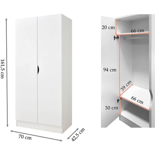 Armoire Blanche Deux Portes Roma /motif Panda/