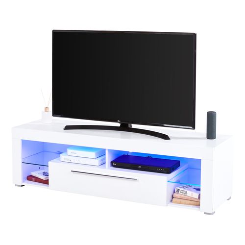 Meuble TV avec led intégrée MODERN LIVING Blanc brillant Goal