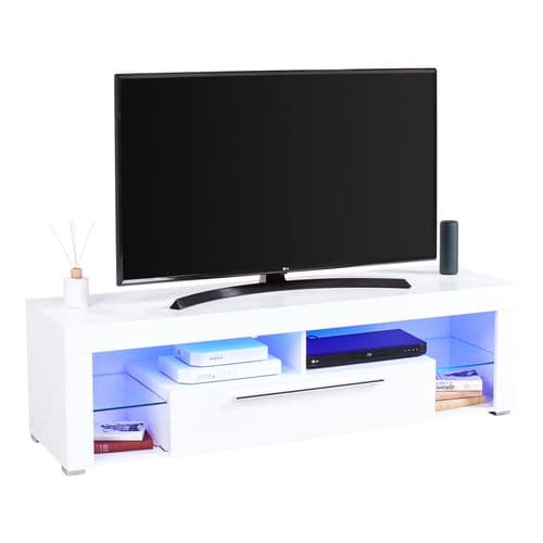 Meuble TV avec led intégrée MODERN LIVING Blanc brillant Goal