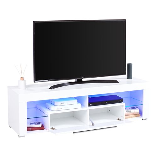 Meuble TV avec led intégrée MODERN LIVING Blanc brillant Goal