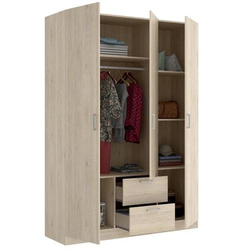 Armoire Placard Meuble De Rangement coloris naturel - longueur 150 X Profondeur 52 X Hauteur 215 Cm