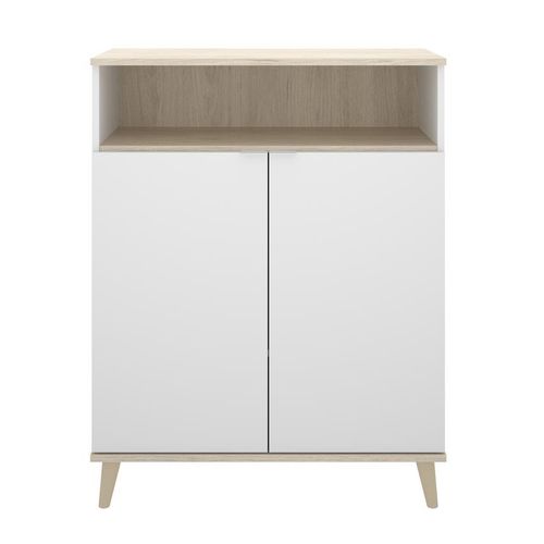 Buffet Meuble De Cuisine Coloris Blanc/naturel - Longueur 79 X Profondeur 40 X Hauteur 102 Cm