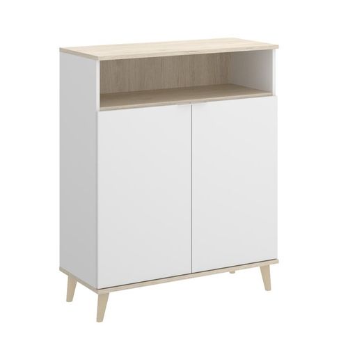 Buffet Meuble De Cuisine Coloris Blanc/naturel - Longueur 79 X Profondeur 40 X Hauteur 102 Cm