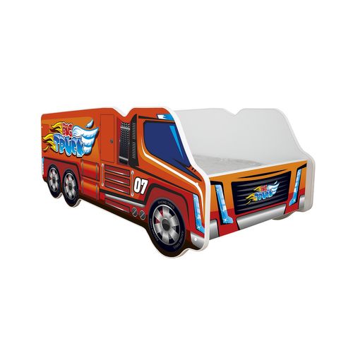 Lit Enfant Camion Modèle Grand Camion Rouge + Matelas - 70x140 Cm