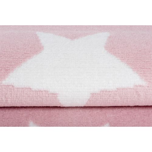 Tapis Chambre Enfant Rose Blanc Etoiles Fin 200 X 300 Cm Pinky