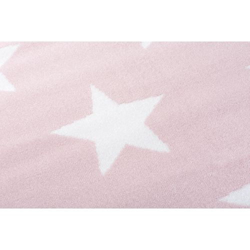 Tapis Chambre Enfant Rose Blanc Etoiles Fin 200 X 300 Cm Pinky