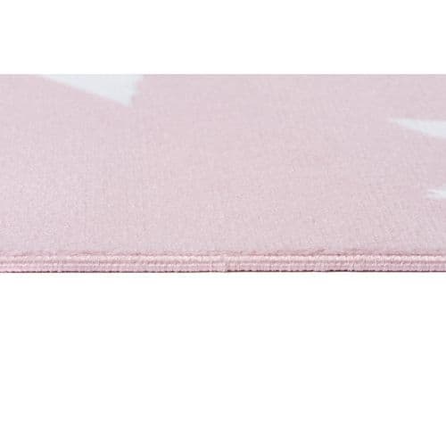 Tapis Chambre Enfant Rose Blanc Etoiles Fin 200 X 300 Cm Pinky