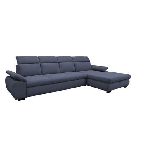 Canapé d'angle convertible COLBY coloris navy méridienne droite batard 3P