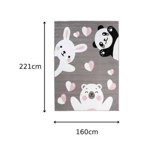 Tapis De Chambre Enfant Bébé Gris Blanc Noir Rose Ours Panda Lapin Fin Pinky 120x170