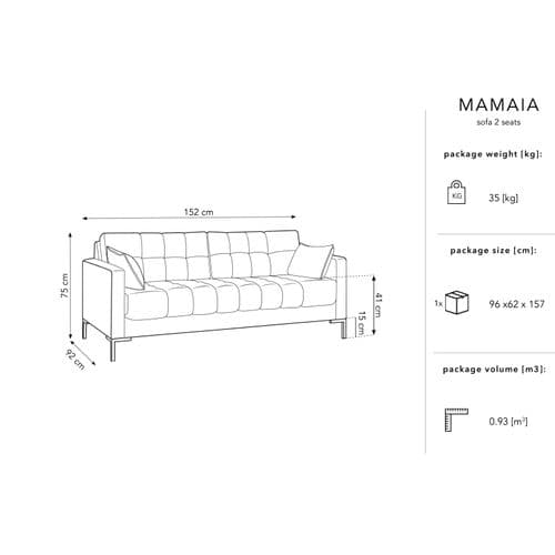 Canapé "mamaia", 2 Places, Argent, Velours