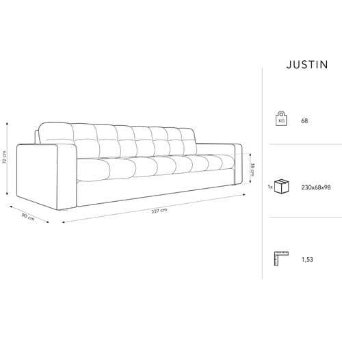 Canapé "justin", 4 Places, Beige Clair, Velours