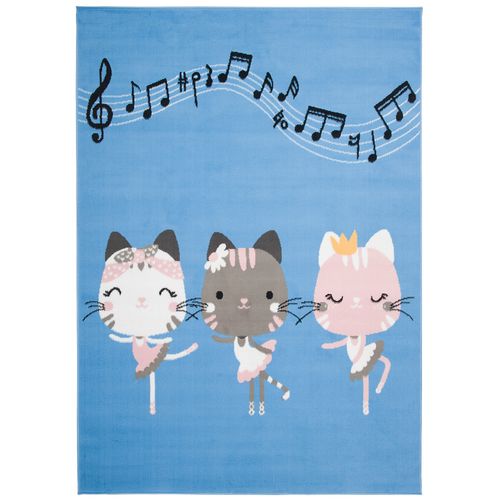 Tapis Enfant Bébé Bleu Gris Blanc Rose Chatons Danseuses 300 X 400 Cm