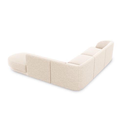 Canapé D'angle Droit "miley", 6 Places, Beige Clair, Tissu Chenille