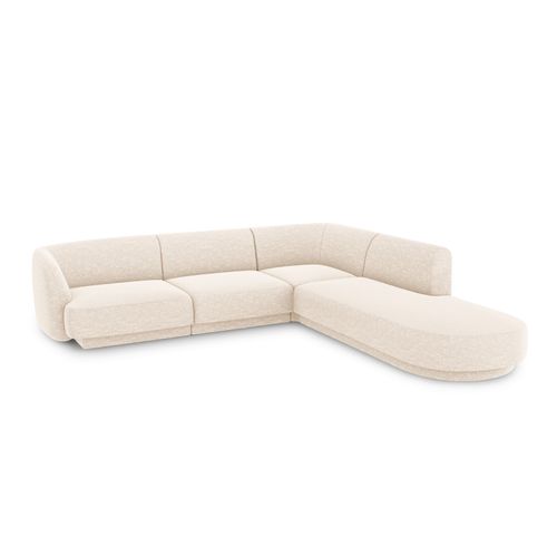 Canapé D'angle Droit "miley", 6 Places, Beige Clair, Tissu Chenille