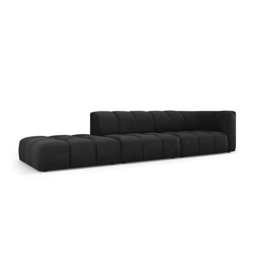 Canapé Modulable Gauche "serena", 4 Places, Noir, Tissu Structurel