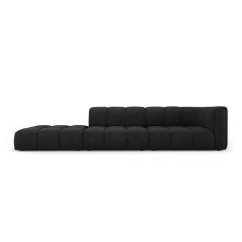 Canapé Modulable Gauche "serena", 4 Places, Noir, Tissu Structurel