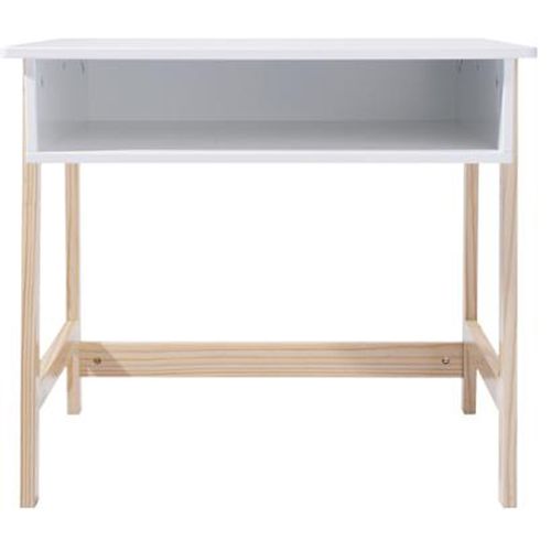 Bureau En Mdf Et Pin Coloris Naturel Et Blanc - Dim : L 58 X L 52 X H 46 Cm