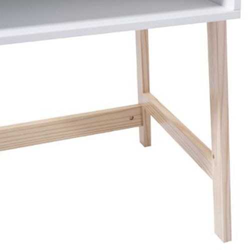 Bureau En Mdf Et Pin Coloris Naturel Et Blanc - Dim : L 58 X L 52 X H 46 Cm