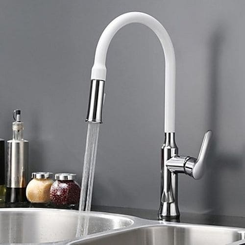 Robinet De Cuisine Contemporain En Laiton Chromé Blanc