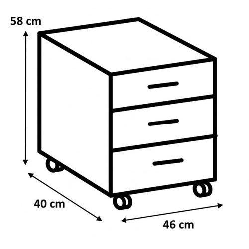 Caisson De Bureau 3 Tiroirs Coloris Imitation Béton Clair/graphite - L. 46 X H. 58 X P. 40 Cm