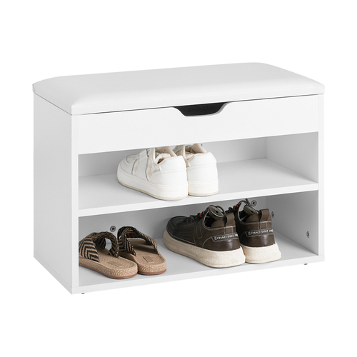 Banc De Rangement À Chaussures 2 Étages Avec Coussin Commode À Chaussures Confortable, Fsr25-w