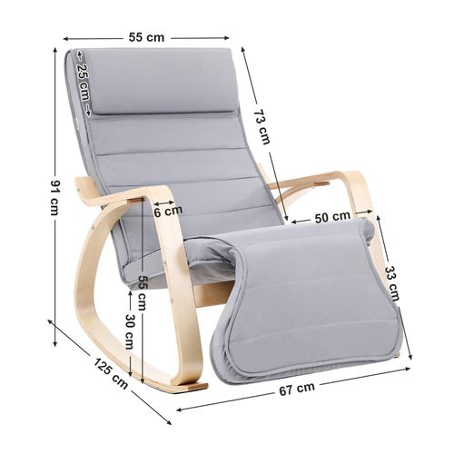 Fauteuil À Bascule, Rocking Chair, Avec Repose-pied, Réglable En 5 Niveaux, Charge Max 150