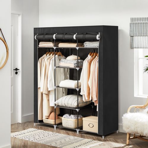 Penderie, Armoire De Rangement, Noir, 175 X 150 X 45 Cm, Ryg12b