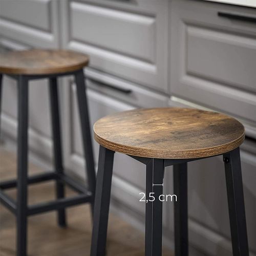 Tabourets Hauts, Lot De 4,cadre En Acier, Hauteur 65 Cm, Style Industriel, Marron Rustique