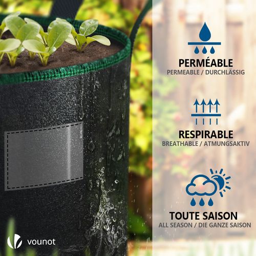 Lot De 5 Sacs De Plantation Non Tisse 20l Avec Poignee Noir