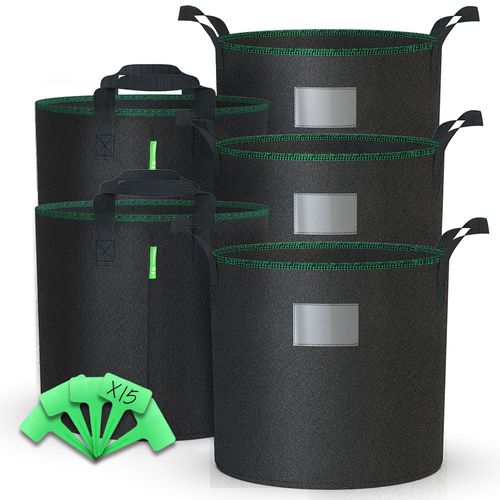 Lot De 5 Sacs De Plantation Non Tisse 20l Avec Poignee Noir