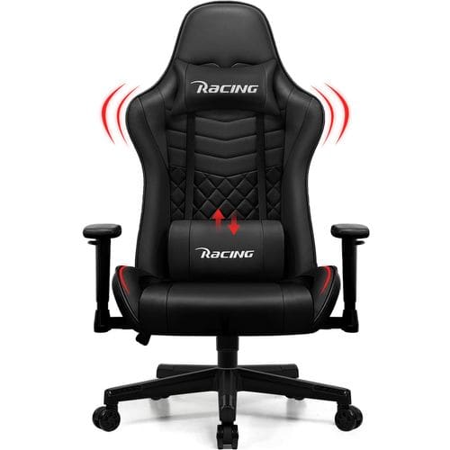 Chaise Gaming Charge 150kg, Fauteuil Bureau Ergonomique, Assise De 56cm, Hauteur, Coussins Réglables