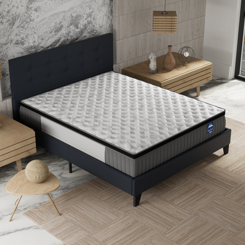 Ensemble Matelas + lit 140x190 cm avec tête de lit, ép. 30cm à mémoire de forme