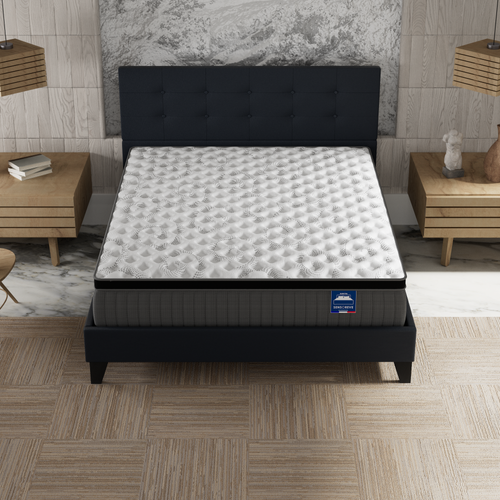 Ensemble Matelas + lit 140x190 cm avec tête de lit, ép. 30cm à mémoire de forme