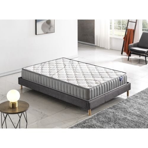 Ensemble 180x200cm, Matelas Mousse Accueil Latex + Sommier Tissu Gris