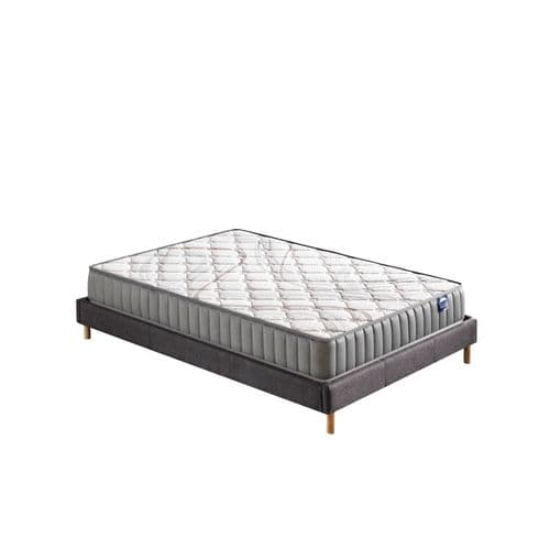 Ensemble 180x200cm, Matelas Mousse Accueil Latex + Sommier Tissu Gris