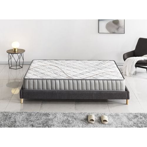 Ensemble 180x200cm, Matelas Mousse Accueil Latex + Sommier Tissu Gris