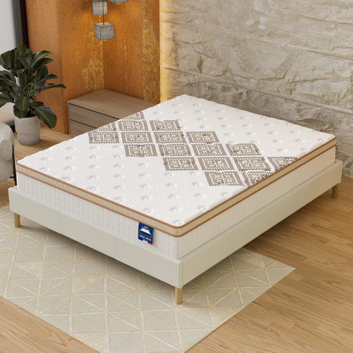 Ensemble Matelas ressorts ensachés + sommier 180x200 cm, ép. 28cm accueil mousse haute résilience