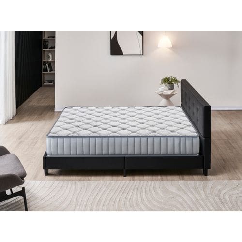 Ensemble 140x190cm, Matelas Mousse Accueil Latex + Lit Avec Tête De Lit