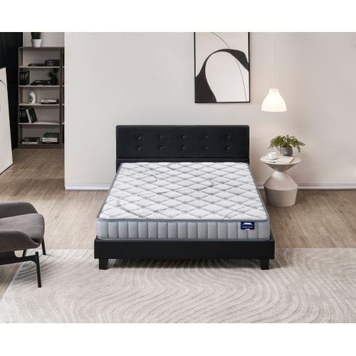 Ensemble 140x190cm, Matelas Mousse Accueil Latex + Lit Avec Tête De Lit