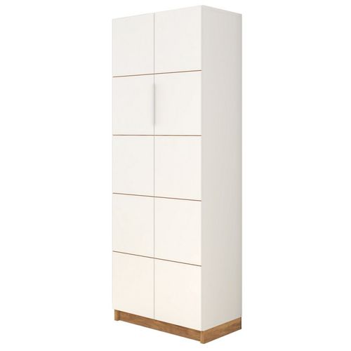 Armoire 2 Portes Blanche 8 Etagères 10 Niches Larg 68 Haut 187 Prof 37.6 Cm