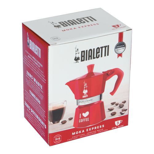 Cafetière Italienne Moka Express I Love Coffee 3 Tasses Rouge