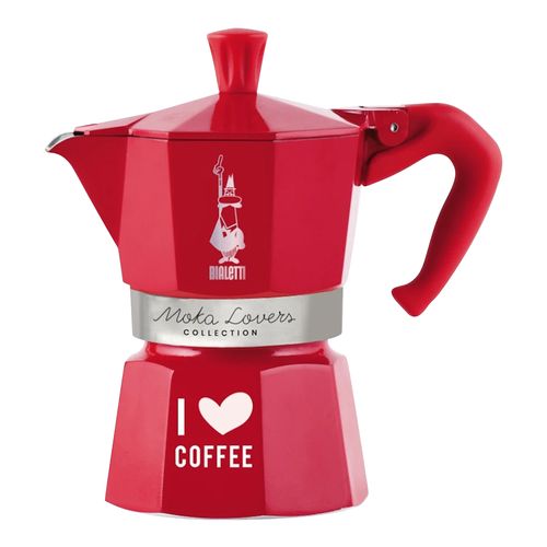 Cafetière Italienne Moka Express I Love Coffee 3 Tasses Rouge