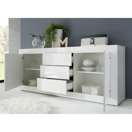 Buffet 2 portes 3 tiroirs BRIGHT blanc laqué