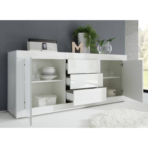 Buffet 2 portes 3 tiroirs BRIGHT blanc laqué